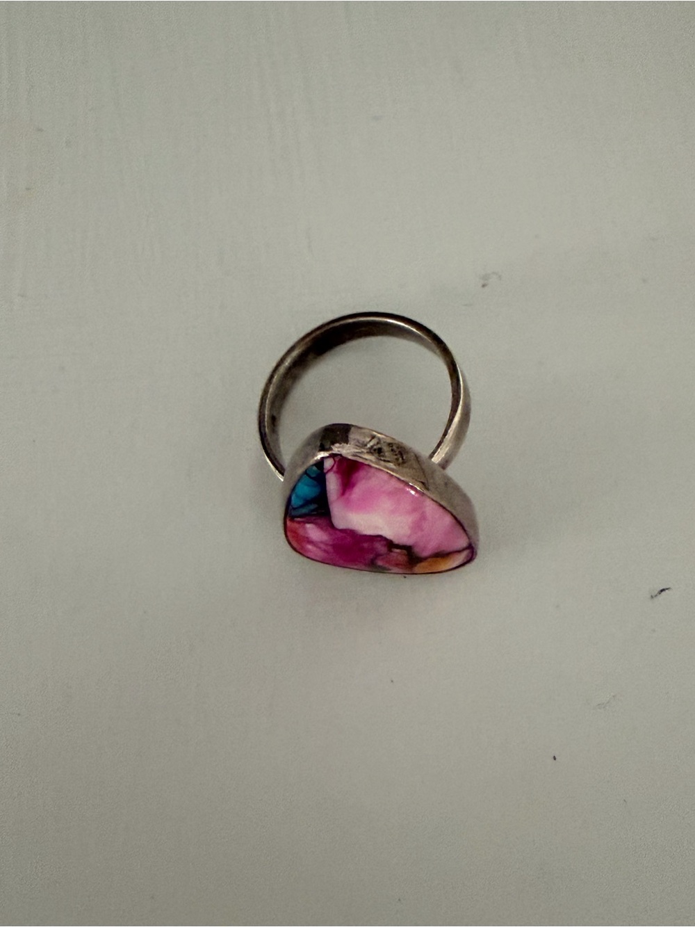 Pink Multicolor Inlay Stone Statement Ring - Picture 3 of 4